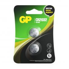 GP Lithium CR2032 (GP CR2032-2CRU2), упак. 2 шт. БЛИСТЕР. Литиевые дисковые батарейки. GP Batteries