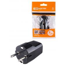 Вилка прямая с/з черная c перфорацией 10А 250В TDM (SQ1806-0198). Вилка. TDM ЕLECTRIC Вилка прямая с/з черная c перфорацией 10А 250В TDM (SQ1806-0198). Вилка. TDM ЕLECTRIC