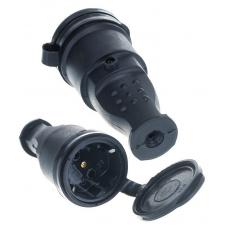 Розетка (колодка) одноместная с заглушками еврослот каучук черная (602228). Розетка (колодка) однофазная. UNIVersal