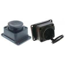 Розетка (колодка) одноместная с заглушками с заземлением еврослот каучук черная (602229). Розетка (колодка) однофазная. UNIVersal