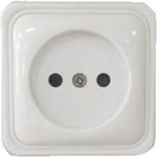 Розетка одинарная открытой установки без з/к, белый, LK Standard (813304). Розетка без заземляющих контактов с защитными шторками. Экопласт
