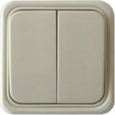 Выключатель двухклавишный открытой установки, бежевый, LK Standard (811101). Выключатель. Экопласт