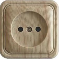 Розетка одинарная открытой установки без з/к, сосна, LK Standard (813325). Розетка без заземляющих контактов с защитными шторками. Экопласт