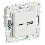 SKANDY Розетка USB A+C 3,1А SK-R14W скрытой установки арктический белый (SK-U22-D31-K01). Розетка USB. IEK