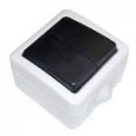 Переключатель двухклавишный 2-полюсный с 2 мест EF602SA, серый, LK Aqua (80006). Переключатель. Экопласт