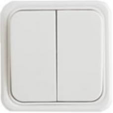 Выключатель двухклавишный открытой установки, белый, LK Standard (811104). Выключатель. Экопласт