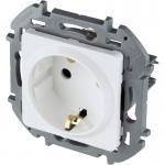 Inspiria розетка 1-местная с заземлением с защитными шторками, скрытой установки, белый (673730). Розетка. LegranD