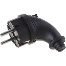 Вилка угловая однофазная, каучук, черная (1241). Вилка. UNIVersal