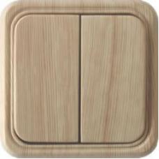 Выключатель двухклавишный открытой установки, сосна, LK Standard (811125). Выключатель. Экопласт