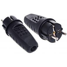 Вилка прямая однофазная, каучук, черная (602227). Вилка. UNIVersal