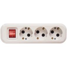 Розетка (колодка) удлинителя 3-м с заземлением с выключателем АБС-пластик (S303). Розетка (колодка) удлинителя. UNIVersal