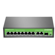 DSP208G-2G-1S-T120 (L2) 10х1Гбит/с 1SFP 8PoE 8PoE+ 120W. Коммутатор с питанием по PoE. Digma