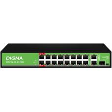 DSP216F-1G-1C-R300 (L2) 16х100Мбит/с 1х1Гбит/с 1хКомбо(1000BASE-T/SFP) 16PoE 16PoE+ 2PoE++ 300W. Коммутатор с питанием по PoE. Digma