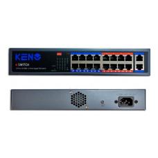 KN-SW1602POE+. Коммутатор с питанием по PoE. KENO