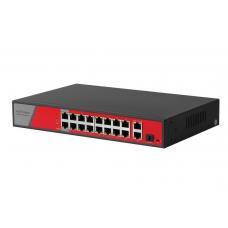 PND-16P-2G1F-BT2 (300W). Коммутатор гибридный 16+2+1 с PoE. Polyvision